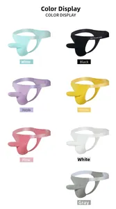 Detailed grid showing seven colors of men's breathable low-rise thong underwear