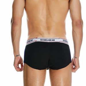 Rückansicht der Herren-Boxershorts mit niedrigem Bund, elastischem Bund und Kontrastsaum
