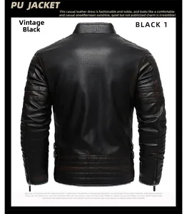 Detailed back view of vintage black PU leather jacket with ribbed texture on sleeves