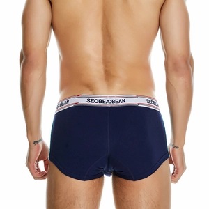 Rückansicht von Herren-Boxershorts mit niedrigem Bund, Kontraststreifen und Gummizug