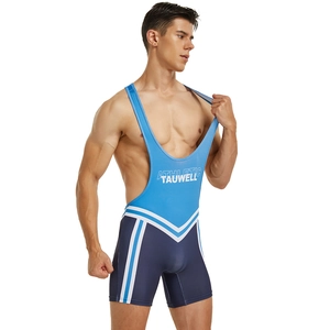 Combinaison de Lutte pour Hommes Séchage Rapide Coupe Serrée Body Sportif Bloc de Couleur Gym Musculation Fitness