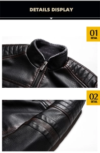 Detail showing the faux fur collar and quilted texture of a vintage leather jacket