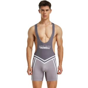 Lycra de lutte pour hommes séchage rapide gris avec imprimé et rayures latérales