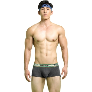 Men Low Waist Boxer Briefs Cotton Spandex Knitted Underwear Elastic Letter Waistband Breathable Sport Underwear For Men