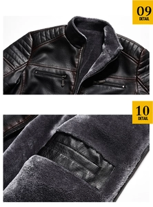 Detail of vintage men's PU jacket showing quilted shoulder and thick fleece lining