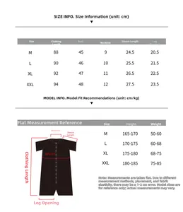 Size guide for men's compression bodysuit showing detailed measurements and fit recommendations