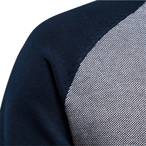 Pull en maille décontracté pour hommes avec manches raglan bicolores marine et gris