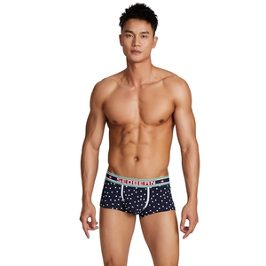 Men's Boxer Briefs Cotton Blend Low Waist Pouch Snowflake Star Printed Striped Elastic Waistband Daily Underwear For Men