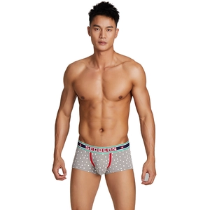 Men's sexy low-rise trunk underwear with snowflake print and multicolor striped waistband
