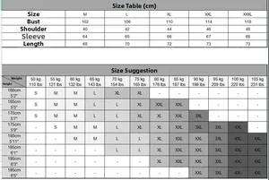 Detailed men's jacquard cardigan size chart with measurements and fit guide