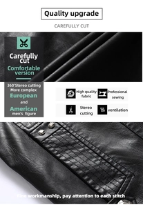 Detail of premium black PU leather jacket showing metallic rivets and reinforced stitching