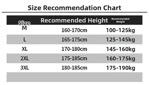 Size chart for men's hooded faux leather biker jacket with height and weight metrics