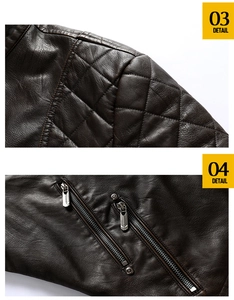 Detailed macro view of quilted brown leather jacket with premium metal zipper pockets