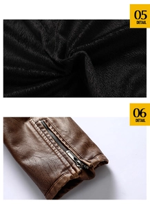 Detailed macro view of vintage brown PU leather jacket cuff with zipper and fleece lining
