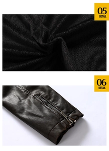 Close-up of warm fleece lining and textured PU leather sleeve with metal zipper detail
