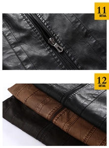 Detail of high-quality metal zippers and textured faux leather on men's vintage jackets