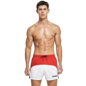 Men Color Block Running Shorts Elastic Waist Drawstring Athletic Training Shorts Breathable Woven Workout Bottoms Summer Casual Swim Shorts