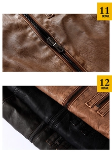 Close-up of litchi grain texture on faux leather jackets in black, brown and coffee colors
