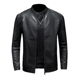 Men Vintage PU Leather Motorcycle Jacket Stand Collar Slim Fit Casual Outerwear Zipper Coat For Autumn Men Fashion Apparel