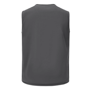Vue arrière du gilet de pêche gris foncé pour hommes, style outdoor de haute qualité