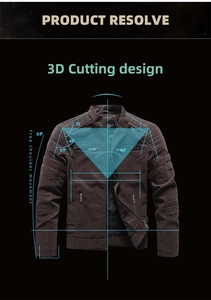 Detail of men's brown PU leather jacket featuring 3D cutting and quilted shoulder seams