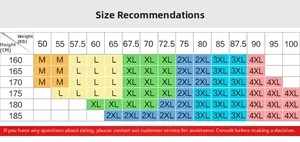 Size chart guide for men's PU leather jacket showing height and weight recommendations