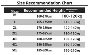 Men's casual PU leather jacket size chart with height and weight measurements in CM