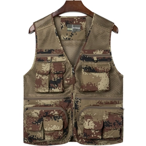 Men's outdoor photography fishing vest with multi-pockets and breathable mesh design