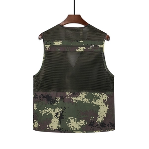 Men's outdoor mesh vest with digital camo pattern and breathable back for fishing