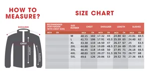 Tableau des tailles pour veste en cuir PU homme avec mesures d'épaules, buste et manches