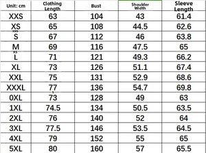 Size chart for men's vintage PU leather jacket featuring measurements from XXS to 5XL