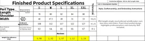 Size chart for men's PU leather trench coat with precise measurements from S to XXL