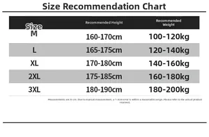 Size chart for men's PU jacket showing M to 3XL with height and weight measurements