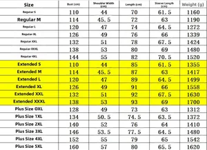 Detailed size chart for men's PU leather coats including chest, shoulder, and length specs