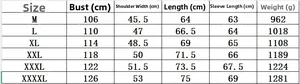 Detailed size chart for men's winter PU leather jacket with measurements in cm