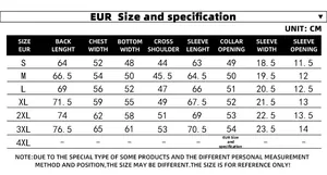 Detailed size chart for men's hooded PU leather jacket showing S to 4XL measurements in CM