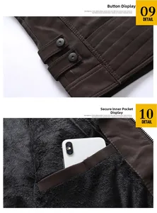 Details der Herren-Lederjacke mit Knopfmanschetten und einer sicheren Innentasche