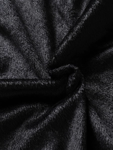 Close-up of black matte PU jacket showing premium soft fleece lining and high-end texture