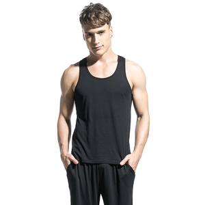 Slim fit black men's modal tank top and trousers set for athletic and casual wear