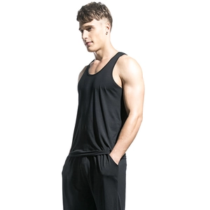 Classic black modal racerback tank top for men featuring breathable lightweight fabric