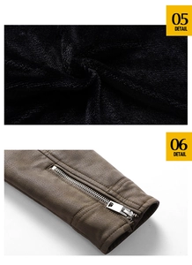 Detail view of motorcycle jacket with fleece lining, faux leather texture, and metal zipper