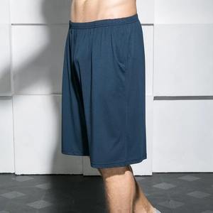 Men's navy blue casual sports shorts with elastic waist and side pockets for summer