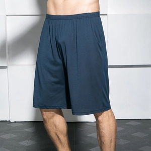Men's dark blue casual shorts with elastic waist and loose fit for summer sportswear