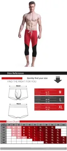 Size guide for men's quick-dry fitness swimwear with height and weight reference table
