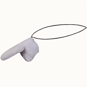 Detailed view of white elephant nose pouch thong with elastic strap for men