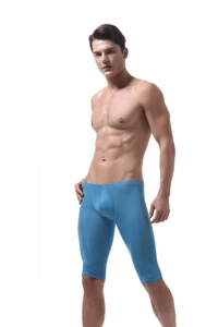 Men's blue ice silk compression shorts with breathable fabric and ergonomic fit