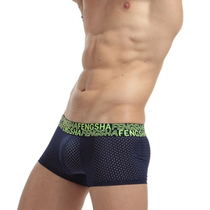 Boxer homme bleu marine à séchage rapide avec tissu en mesh et taille élastique