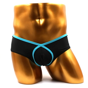 Men Low Waist Boxer Briefs Nylon Breathable Sexy Hollow Out Front U Convex Pouch Contrast Color Underwear For Daily Wear