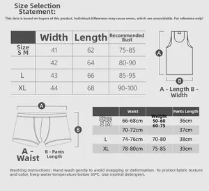 Men striped underwear bodysuit size chart including chest, waist and washing guide