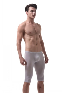Detail of light grey ice silk sports shorts featuring high-elastic quick-dry fabric texture